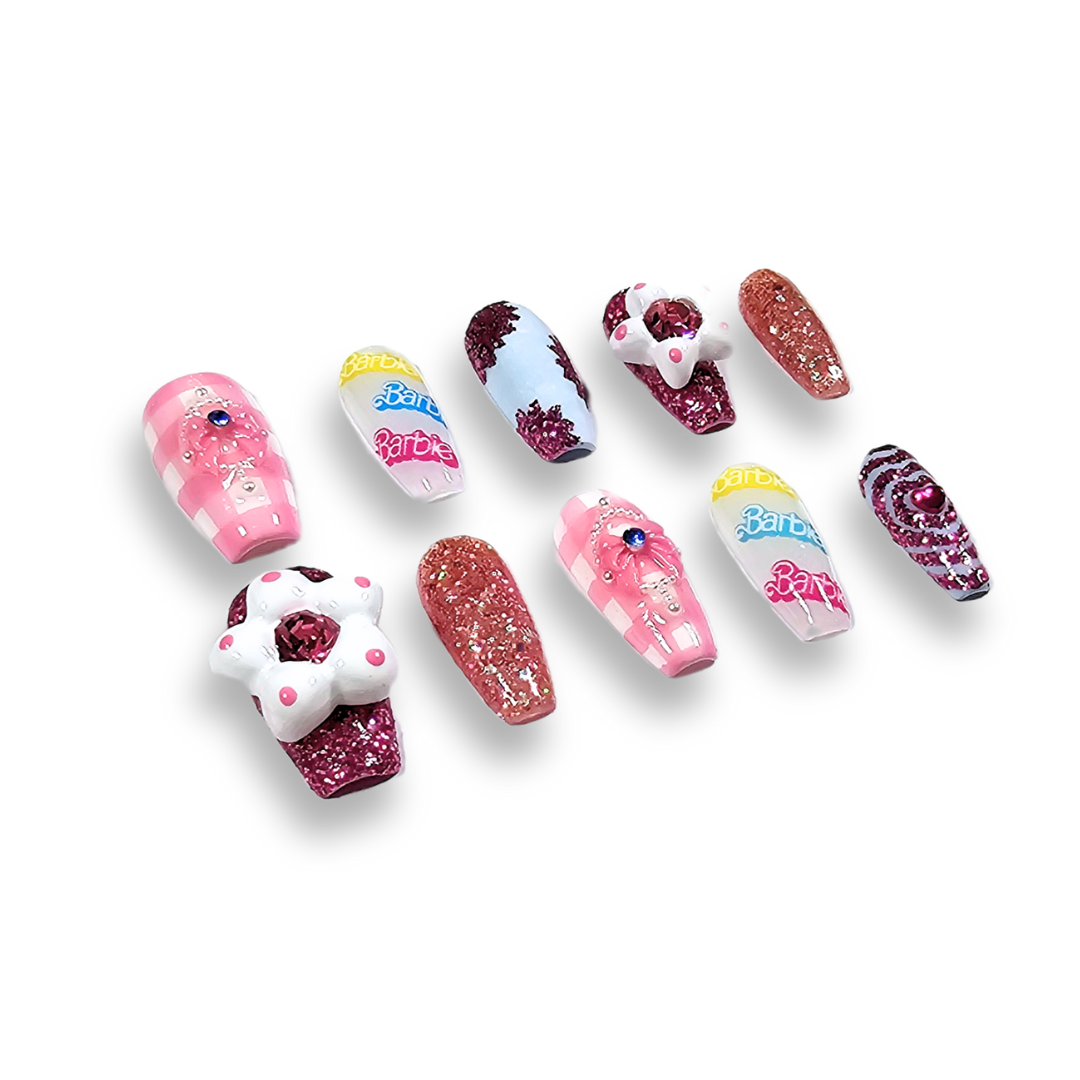 NAILIO™ Barbie Carnival Handmade Press-On Nails