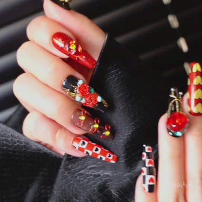 NAILIO™ Queen of Hearts Handmade Press-On Nails